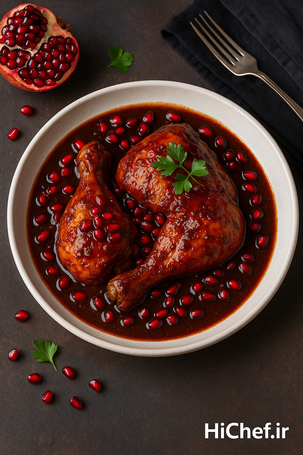 خورشت مرغ با رب انار (مرغ ناردون شمالی)